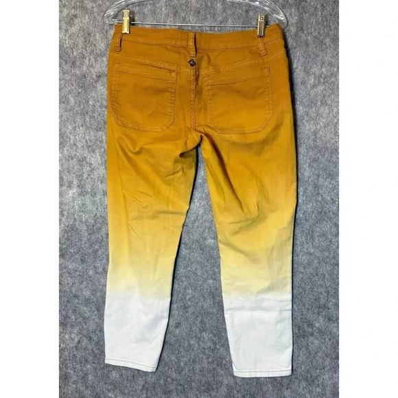 Prana Yellow White Ombre Cropped Zipper Jeans Size 6 - Picture 3 of 5